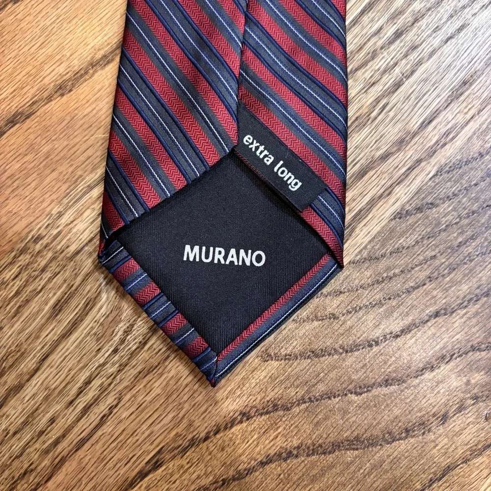 Murano Extra Long 100% Silk Men's Tie Red Blue Striped Necktie XL Business‎